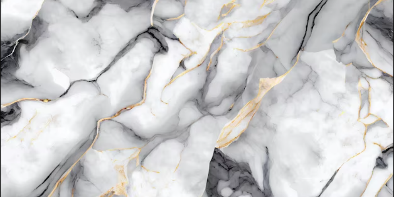 A background of white, grey, and yellow marble